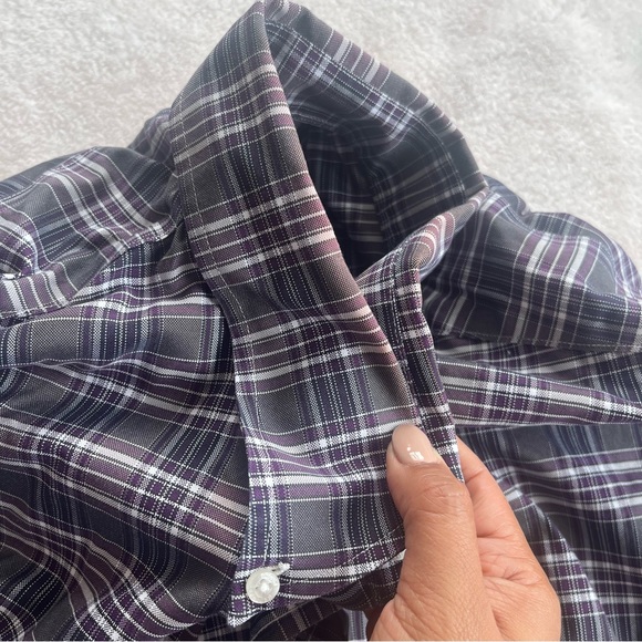 Brooks Brothers Milano Original Collar Button Down Plaid Purple White Large - Picture 5 of 9